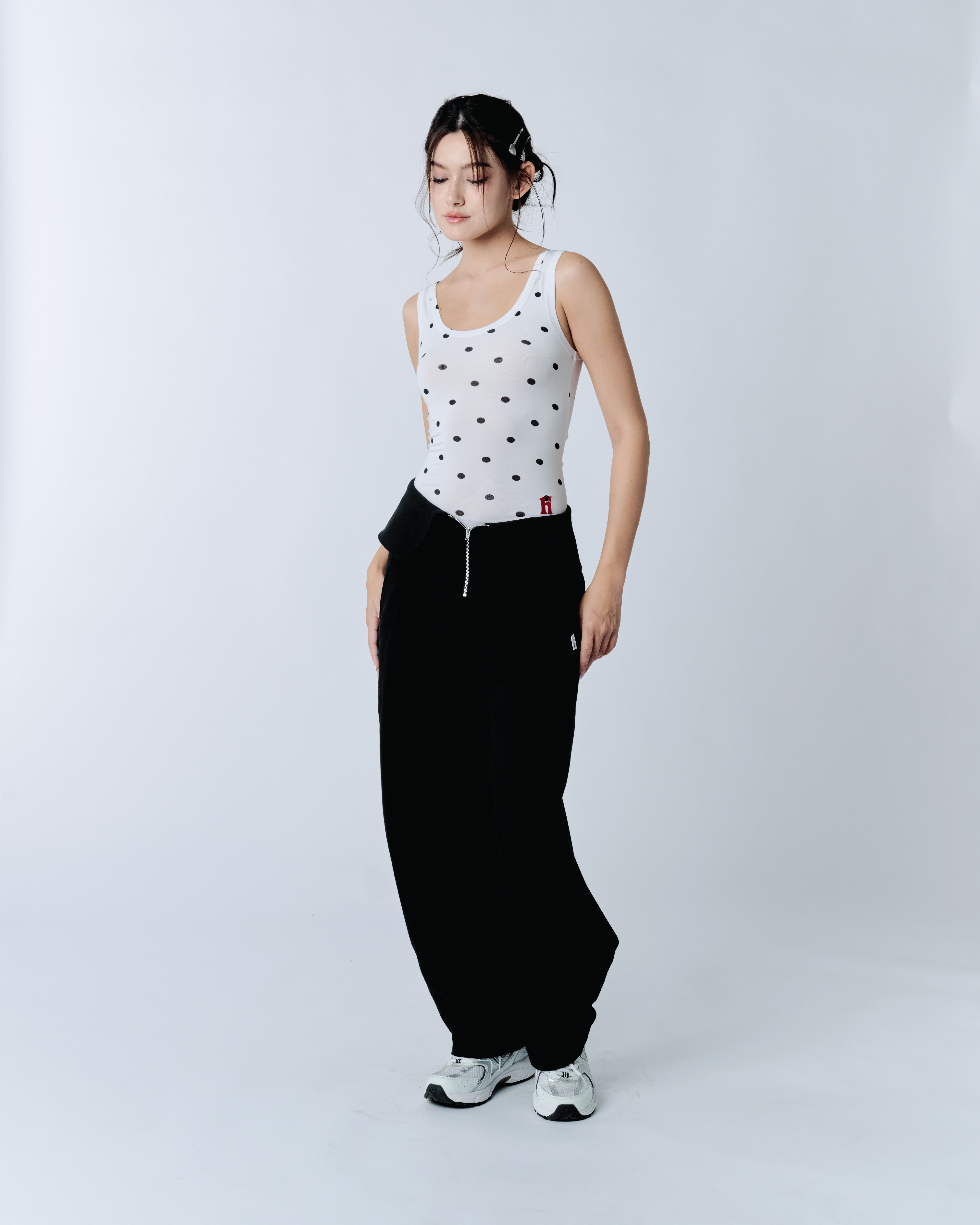 Slim Fit Tank Top Polkadot White