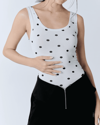 Slim Fit Tank Top Polkadot White